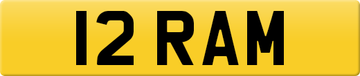 12 RAM private number plate